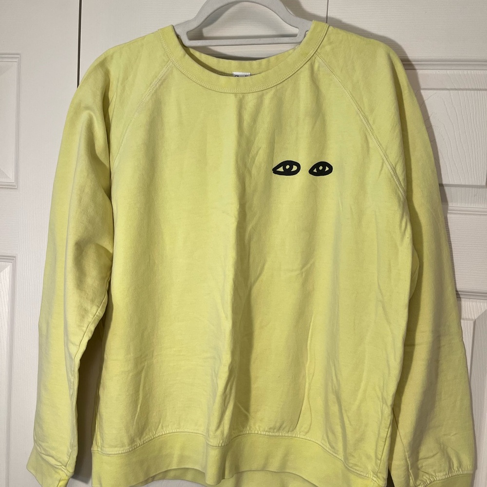 CLARE V SWEATSHIRT, NEON YELLOW W/ BLACK EYES, XL